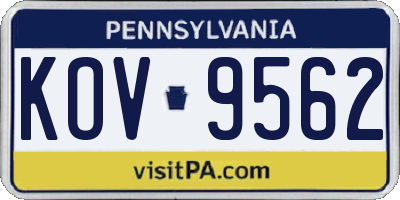 PA license plate KOV9562