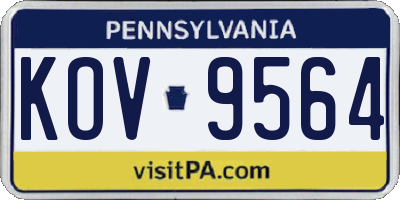 PA license plate KOV9564