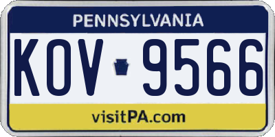 PA license plate KOV9566