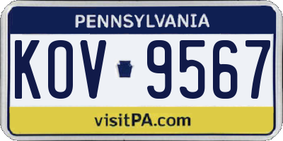 PA license plate KOV9567