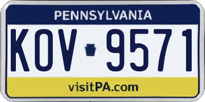 PA license plate KOV9571