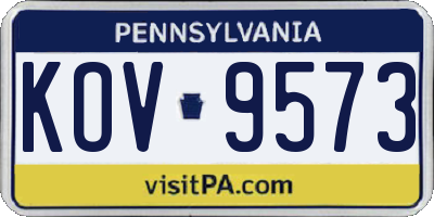 PA license plate KOV9573