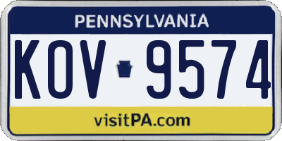 PA license plate KOV9574