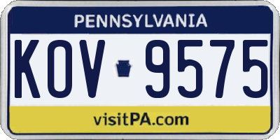 PA license plate KOV9575