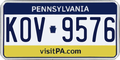 PA license plate KOV9576
