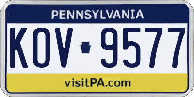 PA license plate KOV9577