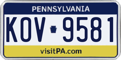PA license plate KOV9581