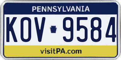 PA license plate KOV9584