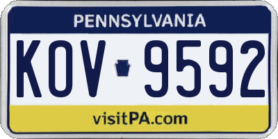 PA license plate KOV9592