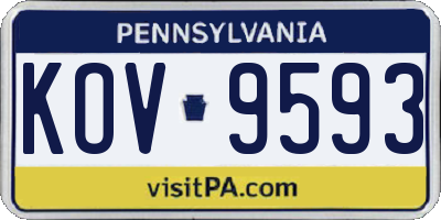 PA license plate KOV9593