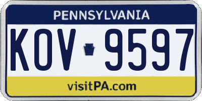 PA license plate KOV9597