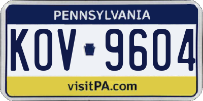 PA license plate KOV9604