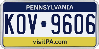 PA license plate KOV9606