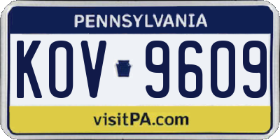 PA license plate KOV9609