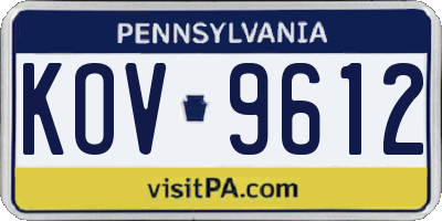 PA license plate KOV9612