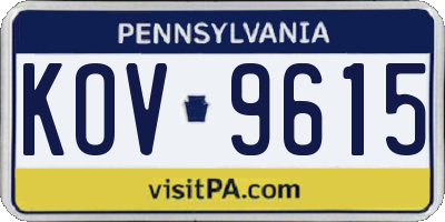 PA license plate KOV9615