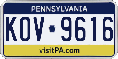 PA license plate KOV9616