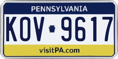 PA license plate KOV9617