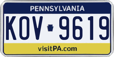PA license plate KOV9619