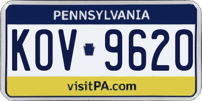 PA license plate KOV9620