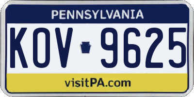 PA license plate KOV9625