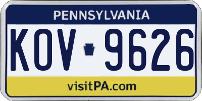 PA license plate KOV9626