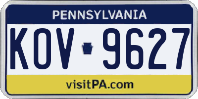 PA license plate KOV9627