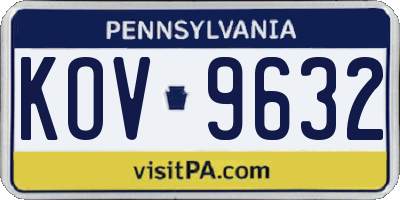 PA license plate KOV9632