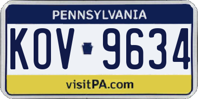 PA license plate KOV9634