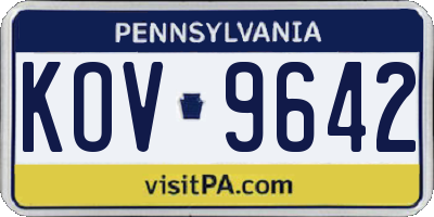 PA license plate KOV9642