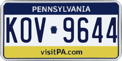 PA license plate KOV9644