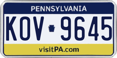 PA license plate KOV9645