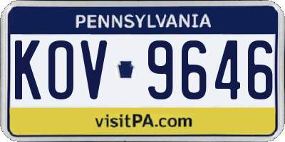 PA license plate KOV9646