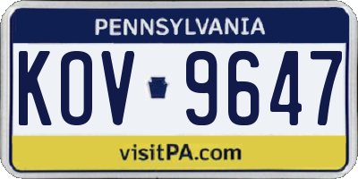 PA license plate KOV9647