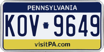 PA license plate KOV9649