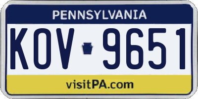 PA license plate KOV9651