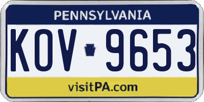 PA license plate KOV9653