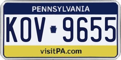 PA license plate KOV9655