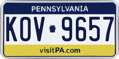PA license plate KOV9657