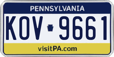 PA license plate KOV9661