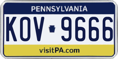 PA license plate KOV9666