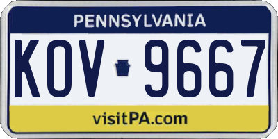 PA license plate KOV9667