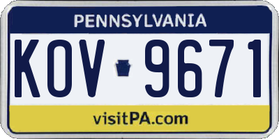 PA license plate KOV9671
