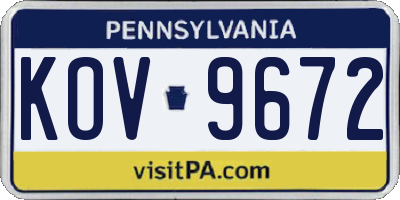 PA license plate KOV9672