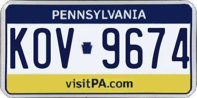 PA license plate KOV9674