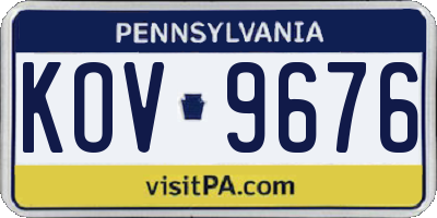 PA license plate KOV9676