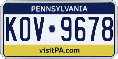 PA license plate KOV9678
