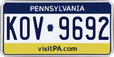 PA license plate KOV9692
