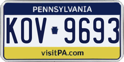 PA license plate KOV9693