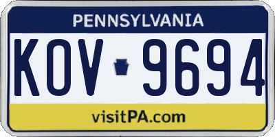 PA license plate KOV9694